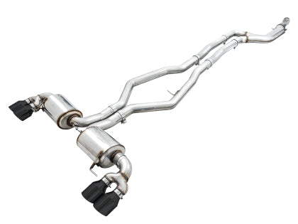 AWE Tuning (2019+ BMW M340i) Non-Resonated Touring Edition Exhaust - Quad Diamond Black Tips