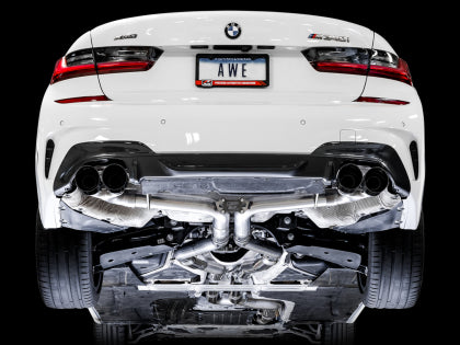 AWE Tuning (2019+ BMW M340i) Track Edition Exhaust - Quad Diamond Black Tips